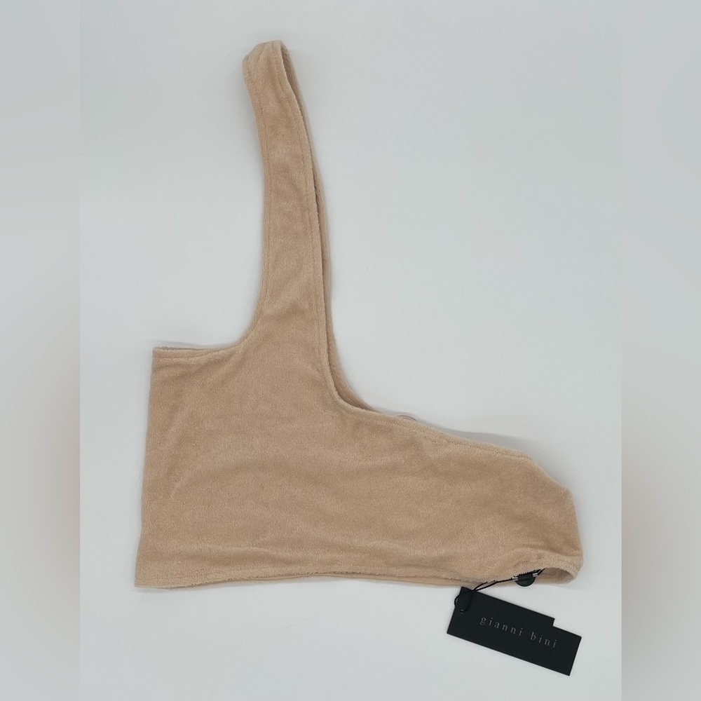 One Shoulder Strap Lounge Crop Tank Terry Knit Gianni Bini S